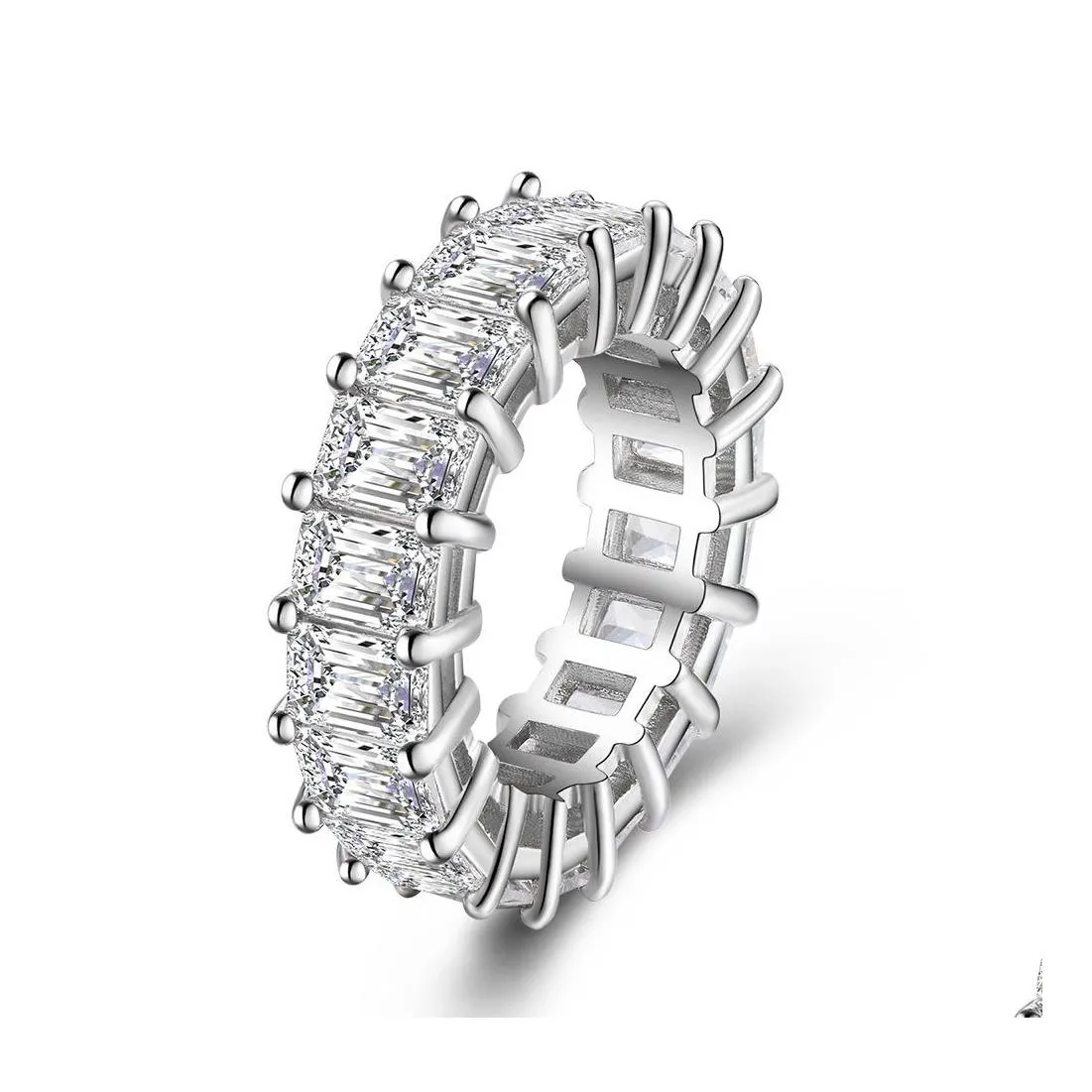 Bandringen hoogwaardige heldere zirkoonring mode Baguette bruiloftsbetrokkenheid Eeuwigheid voor vrouwen Valentijnsdag Gift Drop levering JE DHKDT