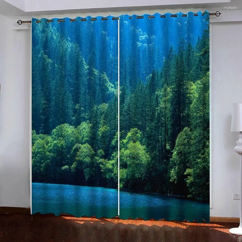 Curtain Custom Blackout Curtains For Living Room Green Hills And Waters 3d Window Home Goods