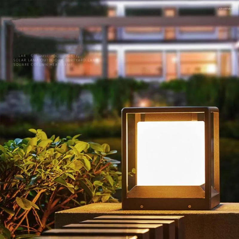 Solar Post Light Outdoor Garden Lamp Villa Patio Staket Landskap Pillar Waterproof Column