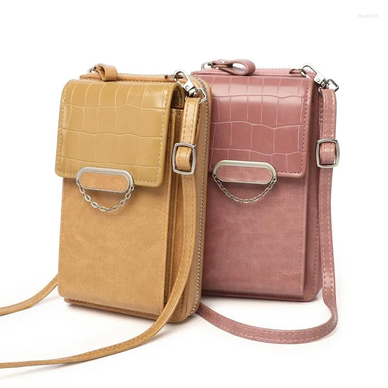 الأكياس المسائية تبيع الهاتف المحمول مع الفتحة المعدنية Crossbody Women Mini Pu Leather Leather Counter Messenger Bag for Girls Gift