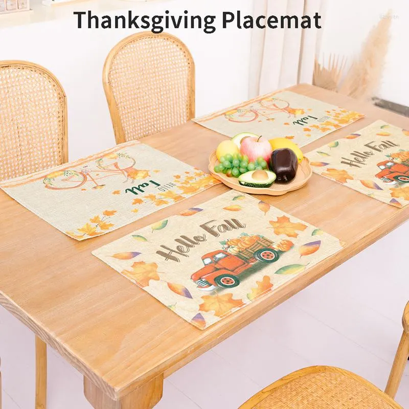 テーブルマット1PCSキッチンプレースマット感謝祭秋のカボチャ装飾マットドリンクコースター装飾メープル