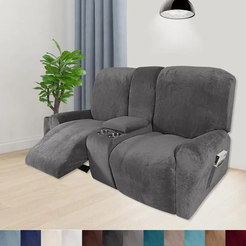 Stuhlbezüge 2023 Liegesofa 2-Sitzer mit Getränkehalter Samt Stretch Loveseat Schonbezüge Mittelkonsole