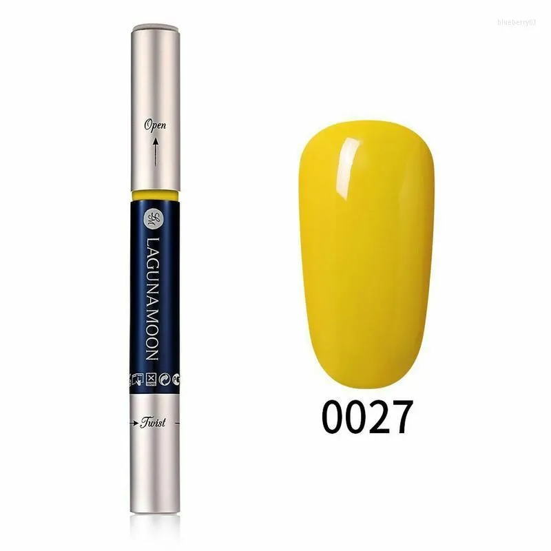 Gel per unghie Lagunamoon 5ML Penna per smalto per rimozione alcol tripla in un unico passaggio Non è necessario il top coat di base Colore giallo viola UV facile da usare