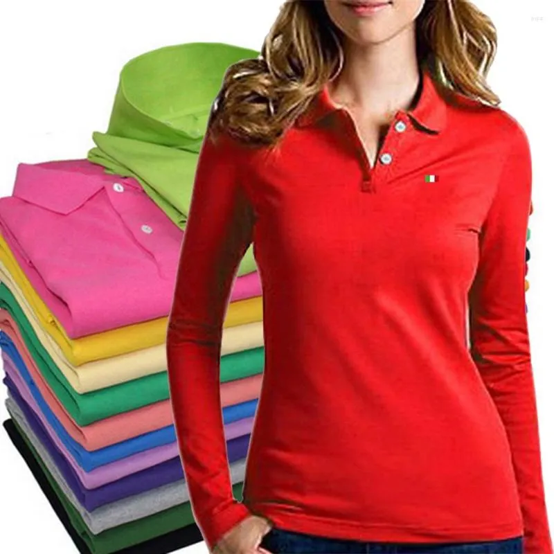 Women's Polos Female Shirts 2023 Spring Autumn Women's Long Sleeve Cotton Casual Lady Camisa Slim Womens Tops S-4XL