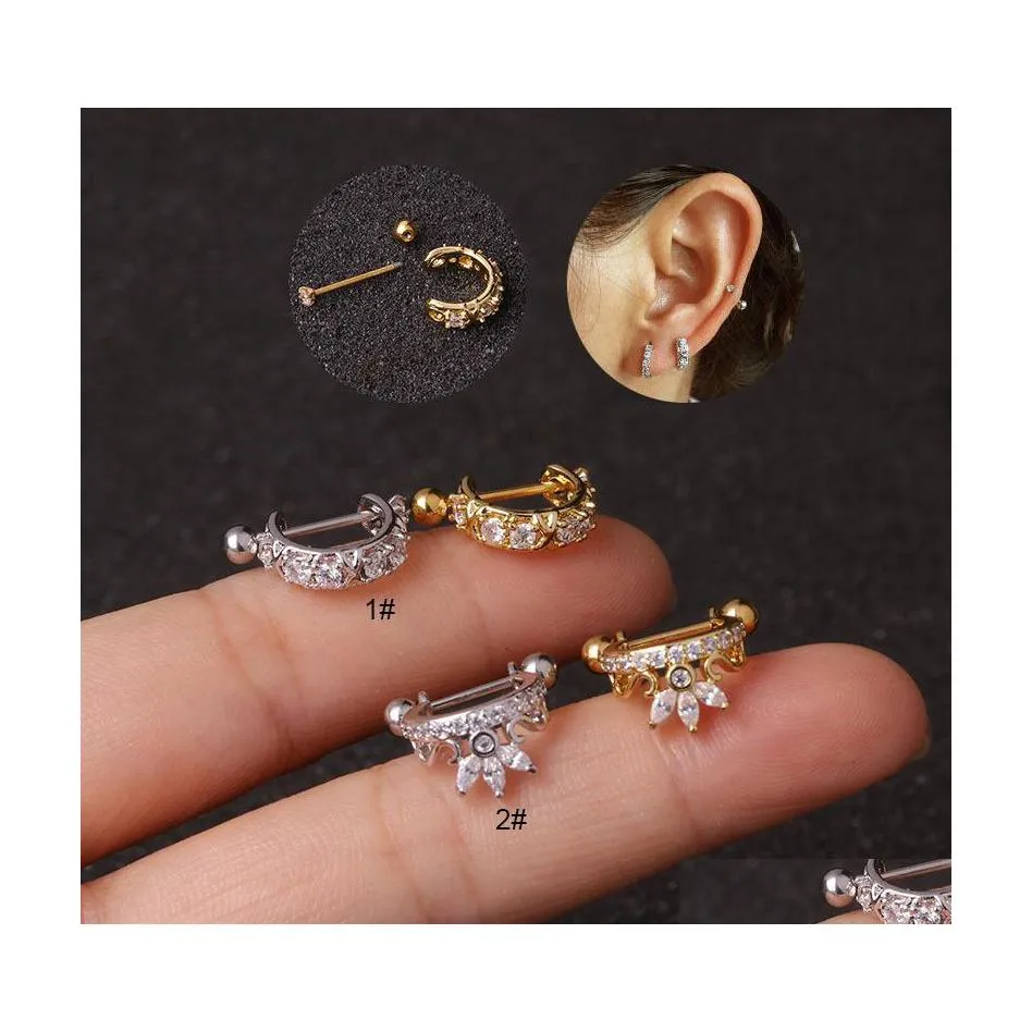 Dangle Lustre 1 Pc Oreille Piercing Zircon Boucles D'oreilles Pour Les Femmes Bling Creative Simple Mini Cerceau Oreilles Manchette Boucle D'oreille Helix Tragus Jewelr Dhle3