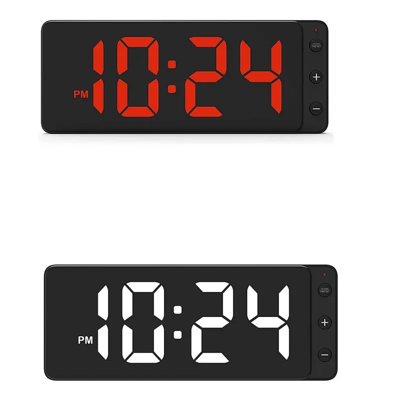 Wanduhren Digitaluhr mit großem Display, automatische Dimmung, 12/24-Stunden-Format, geräuschlos, für Zuhause, Büro, EU-PlugWall