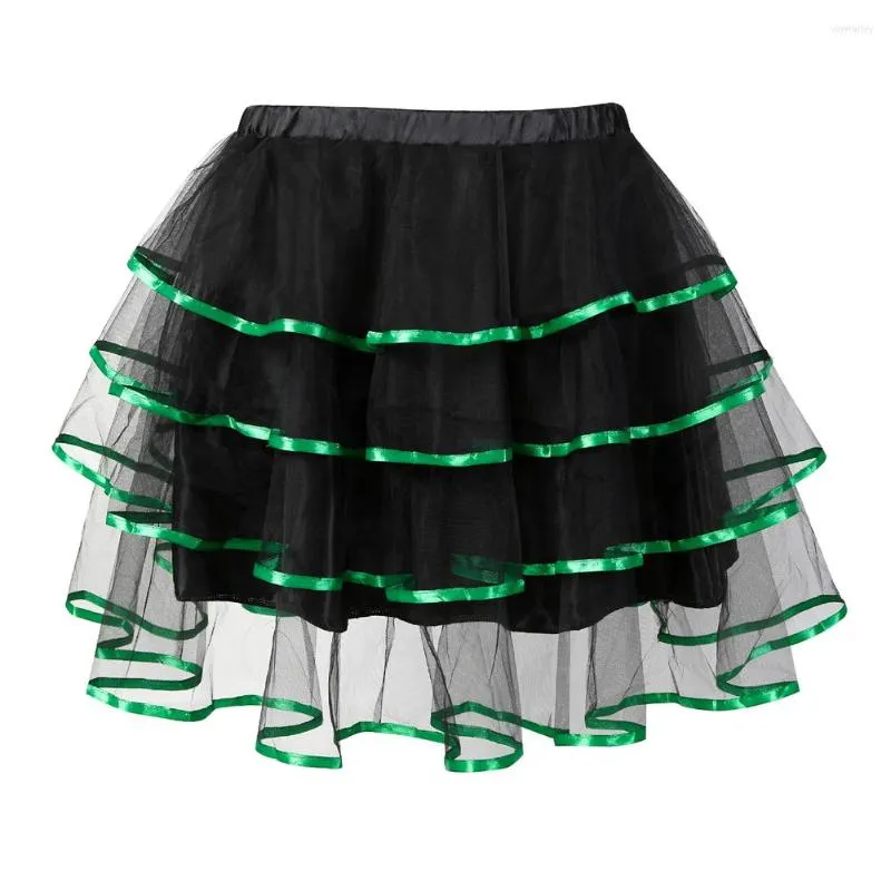 Kadın pijama kadın etekler mini fırfırlar katmanlı şerit trim organze punk tutu etek cosplay kostüm lolita korse artı