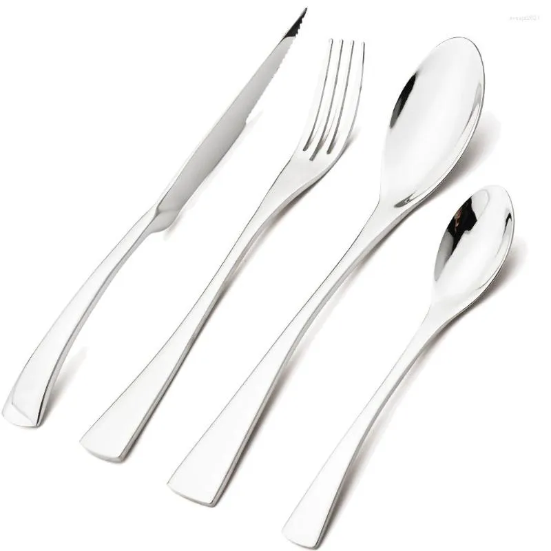 Yemeksiz setler Lüks 4pcs sofra seti 304 Paslanmaz Çelik Çatal Kaşıklar Keskin Bıçak Western Silverware Mutfak Ev Sofra Takımı