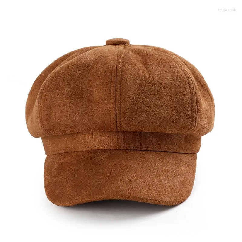 Boinas Mujeres Cálido Sólido Plano Octagonal Cap Artista Pintor Sboy Sombrero Otoño Invierno Protector Solar Bonnet Enfant Fille