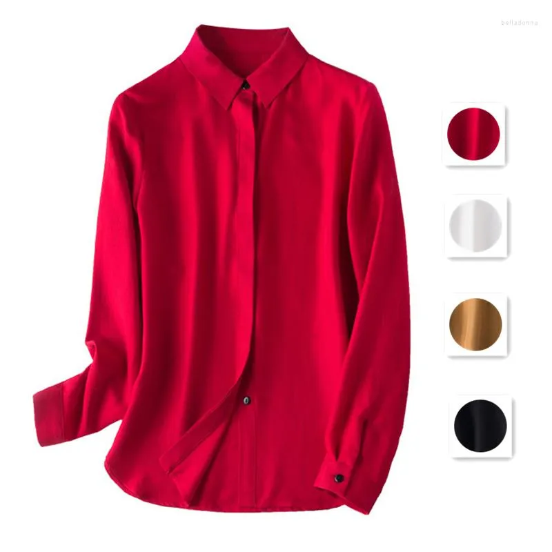 Dames blouses birdsky 1pc vrouwen lange mouw shirts blouse topkantoor dame natuurlijke moerbei zijden twill stof vaste kleuren S-228