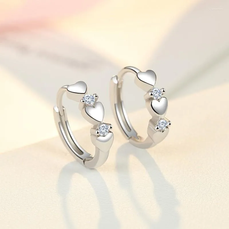 Hoopörhängen Starmoon Fashion 925 Sterling Silver Heart Zircon Small For Women Jewelry Gifts