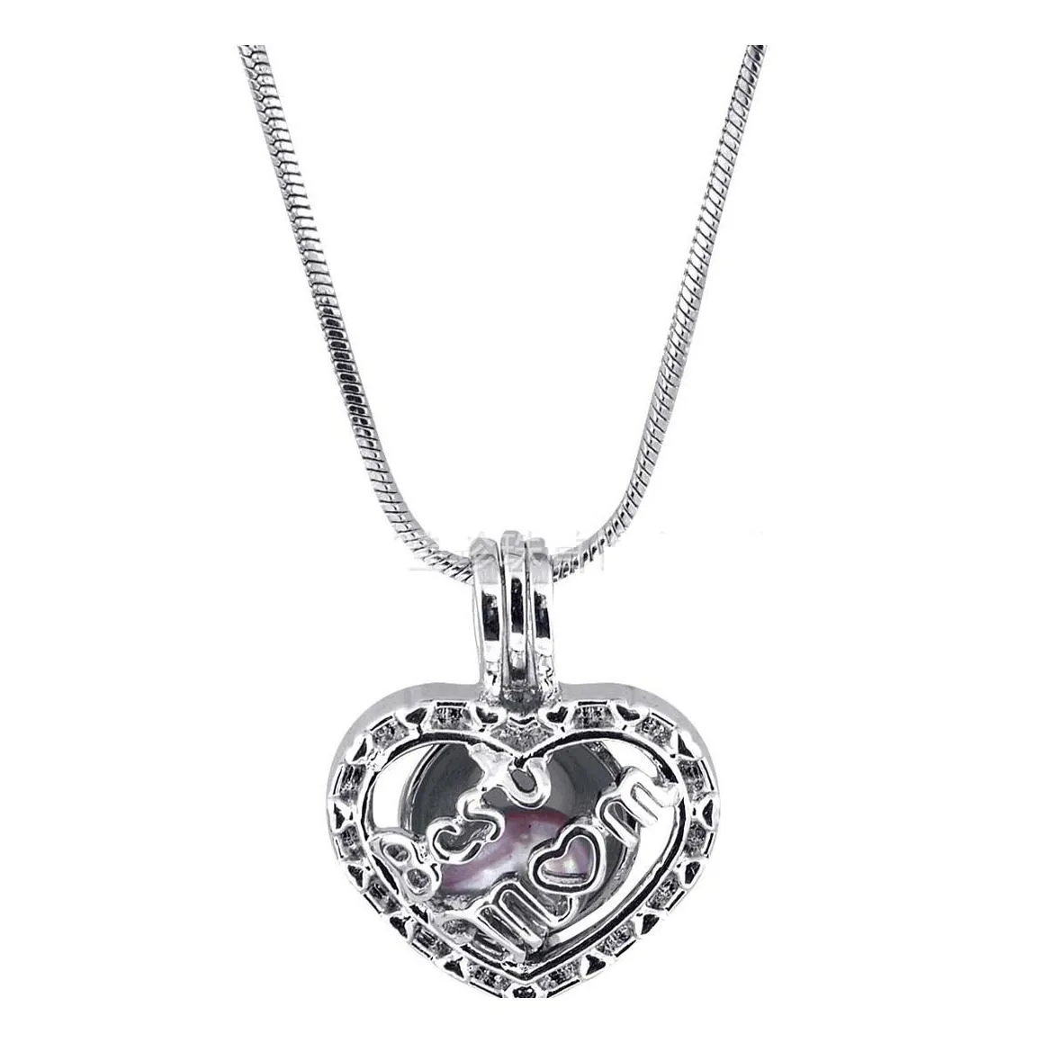 Médaillons Mode Amour Perle Coeur Cage Pendentifs Creux Lettre Maman Charme En Sier Plaqué Fit Collier Bijoux BK En Gros Drop Livrer Otiqz