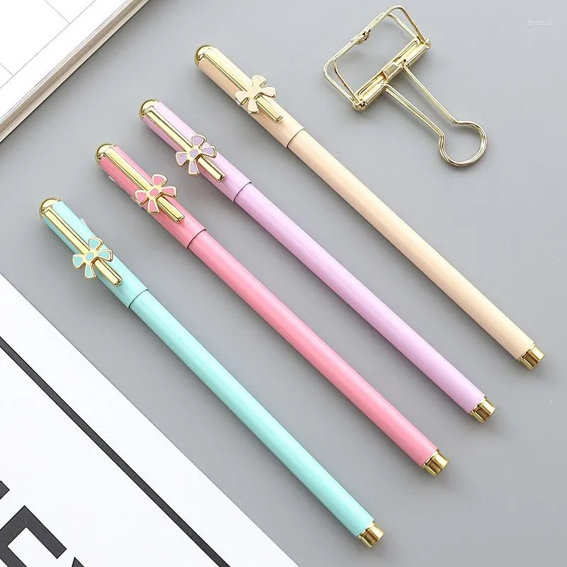 Metallic Gel Pen Fashion Bow Series Quality Unisex Pens Cute Water Black 0.5mm Office Writing Supply Student Stationery