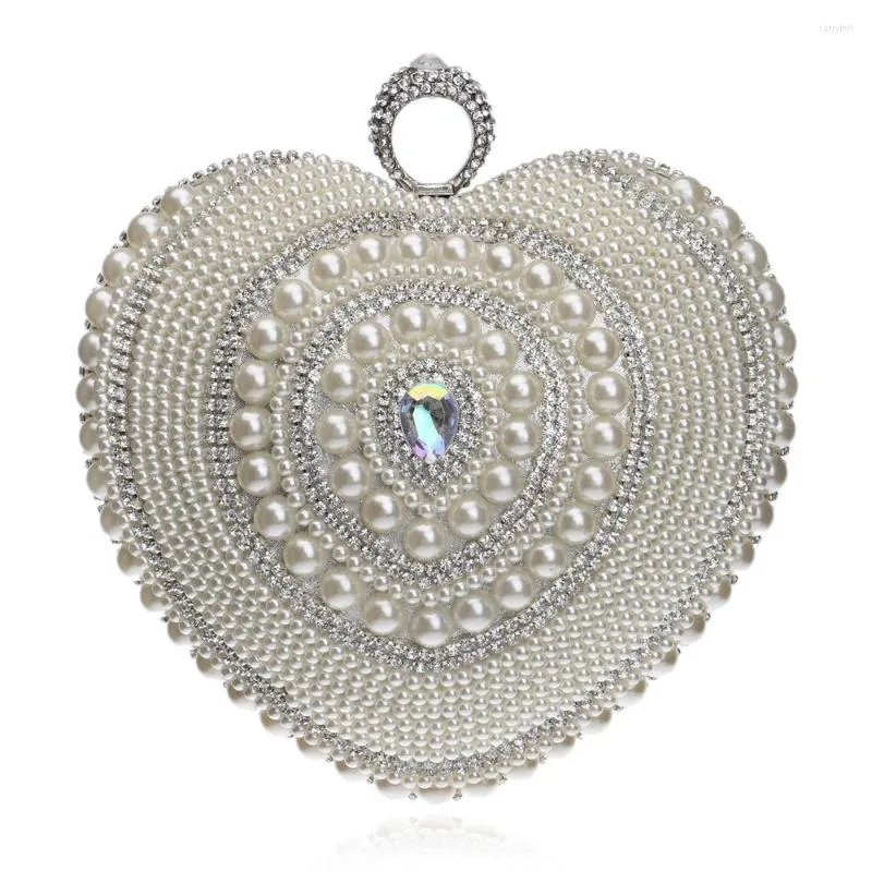 Bolsas de noite Mulheres em forma de coração Mulheres de miçangas do dia da bolsa de dedo Ring Ring Ring Rhinestones Bolsa de casamento YM1118