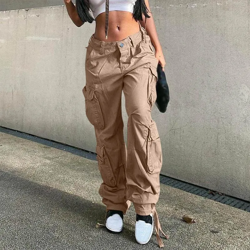 Women High Waist Baggy Cargo Pants Cargo Jeans Jogger Pocket Loose