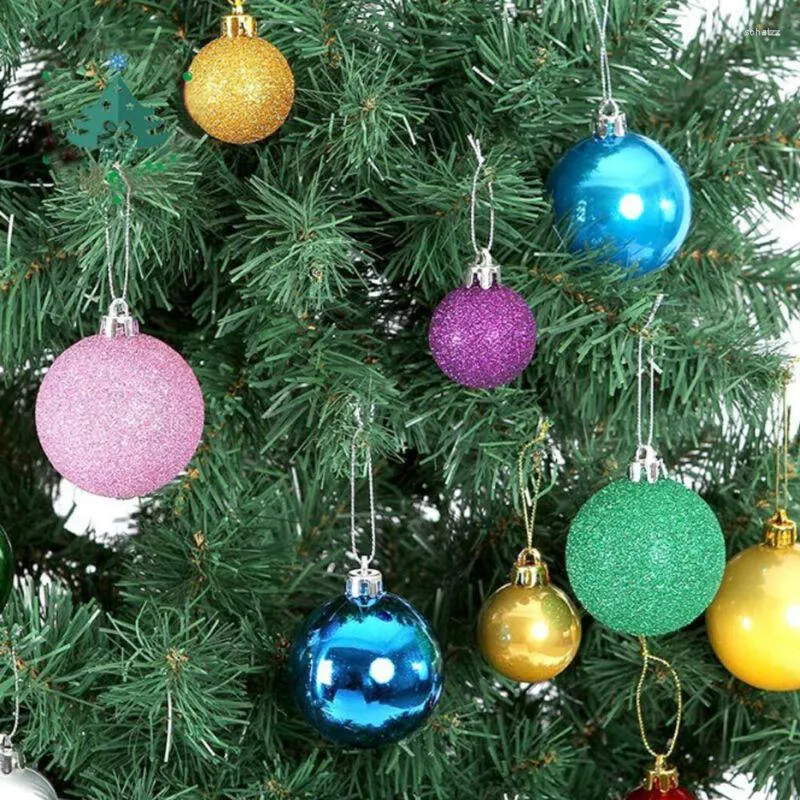 Decorações de Natal Tree Glitter Balls Bauble Decor Home Party Ornament 6pcs /pack /por