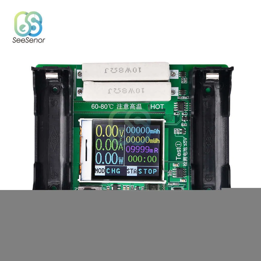 18650 Lithium Battery Capacity Tester Module with 1.77 inch TFT Digital ...