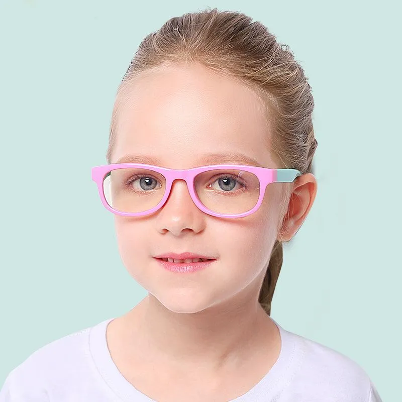 Lunettes de soleil Enfants Blue Light Blocking Lunes Girls Square SILICAGEL LEURES Cadre pour enfants Téléphone Pièce de téléphone Anti Fatigue Eyesar