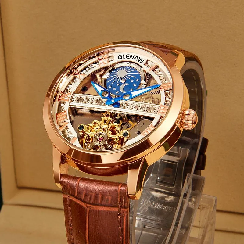 Montres-bracelets Top montre pour hommes automatique qualité mécanique Tourbillon romain étanche en cuir hommes 2023 montres-braceletsmontres-bracelets