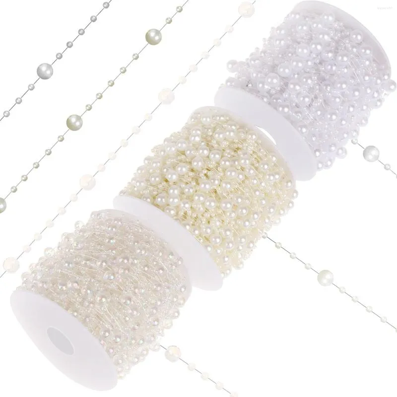 Party Decoration 3 Rolls/295ft Faux Pearl Beads Garland Bead Roll Strand