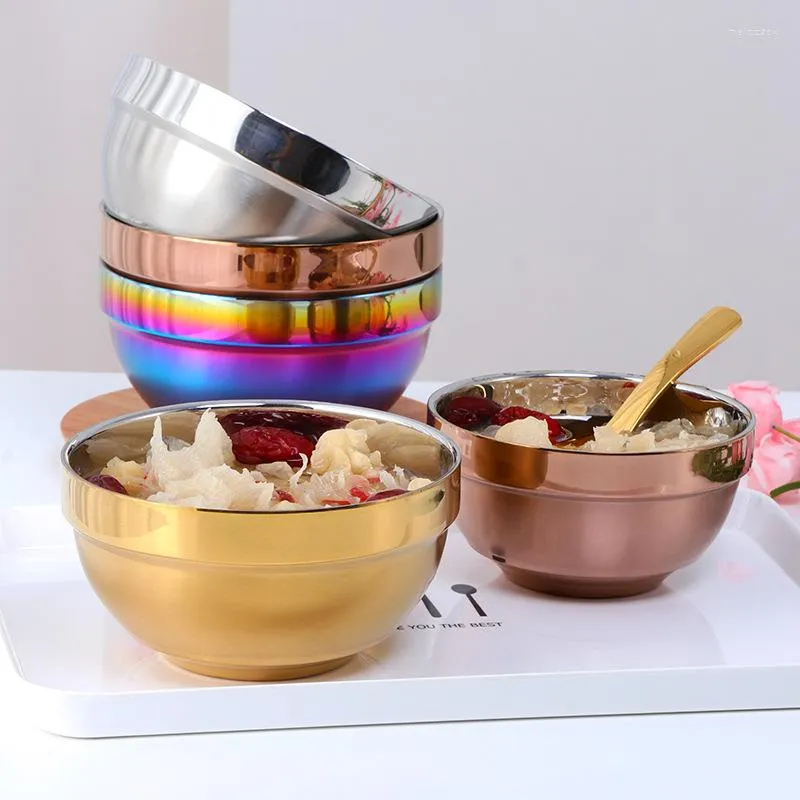 Bowls 304 Stainless Steel Bowl Personality Household Rice Instant Noodle Canteen Soup Double Insulation