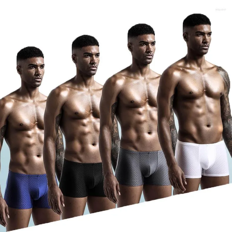 Unterhosen Plus Größe Männer Boxershorts Eis Seide Mesh Atmungsaktive Unterwäsche Cueca Boxer Calzoncillo Hombre Homosexuell Höschen Slip Homme Boxershorts