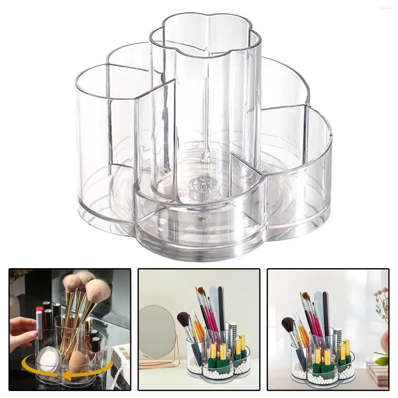 Förvaringslådor Rensa 6 gitter kosmetisk låda 360 rotation diy tabell smink verktyg borst penna make-up arrangör läppstift display fall