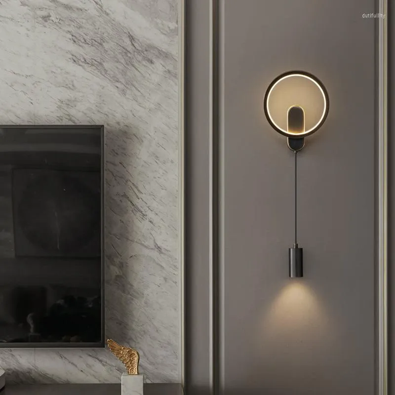 Wall Lamps Modern Simple LED Bedside Lamp Bedroom Read Light Living Room For Black Gold Indoor Decoration Lighting Fixture