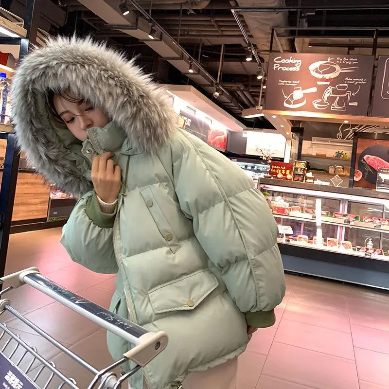 Kobiet Down Down Parkas Winter Kurtka Koreańska Koreańska wersja luźnych ubrań chlebowych