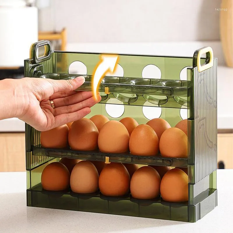 Garrafas de armazenamento 3 camadas portador de ovo Caixa de grande capacidade Durável Flip conveniente fácil de usar para geladeira