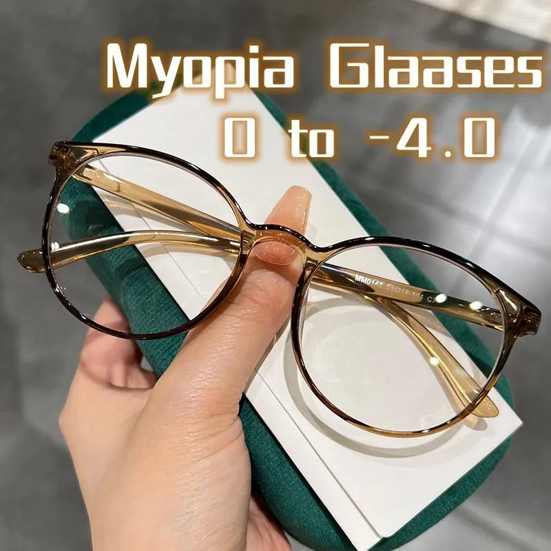 Solglasögon stil runda slutade myopia glasögon unisex vintage clear lins kortsiktiga glasögon lyx recept diopter glasögon