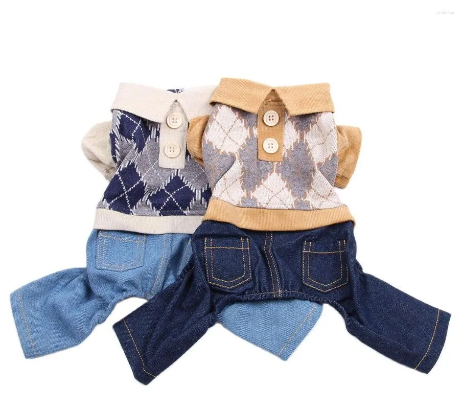 Abbigliamento per cani Tuta per gatti Tuta con pantaloni in denim Giacca per cuccioli di animali domestici Abiti primaverili/autunnali