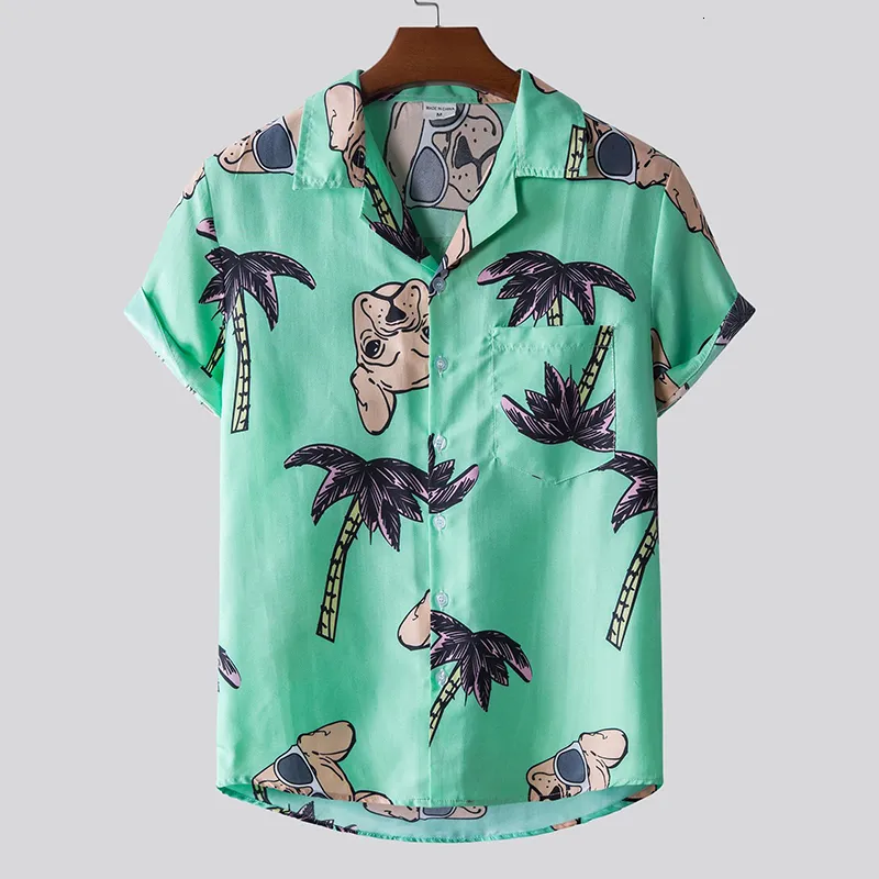 Mens Casual Shirts Hawaii Tops Men Tee Blouse Short Sleeve Buttons Floral Casual Beach Summer Large Style Print Casual Loose Short Sleeve Shirt 230114