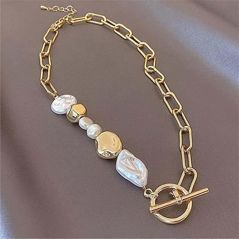 Hänge halsband koreanska runda spänne halsband armband kvinnlig parti tillbehör gåva guld pärla kvinnor för halsband