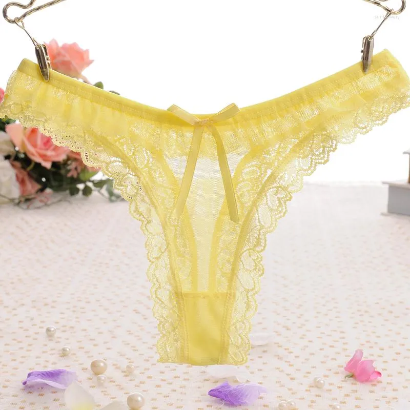 Women's Panties L'bellagiovanna Women's Underwear G-string Sexy Mesh Thong Briefs Female Transparent Intimate Lovely Ruffles Panty