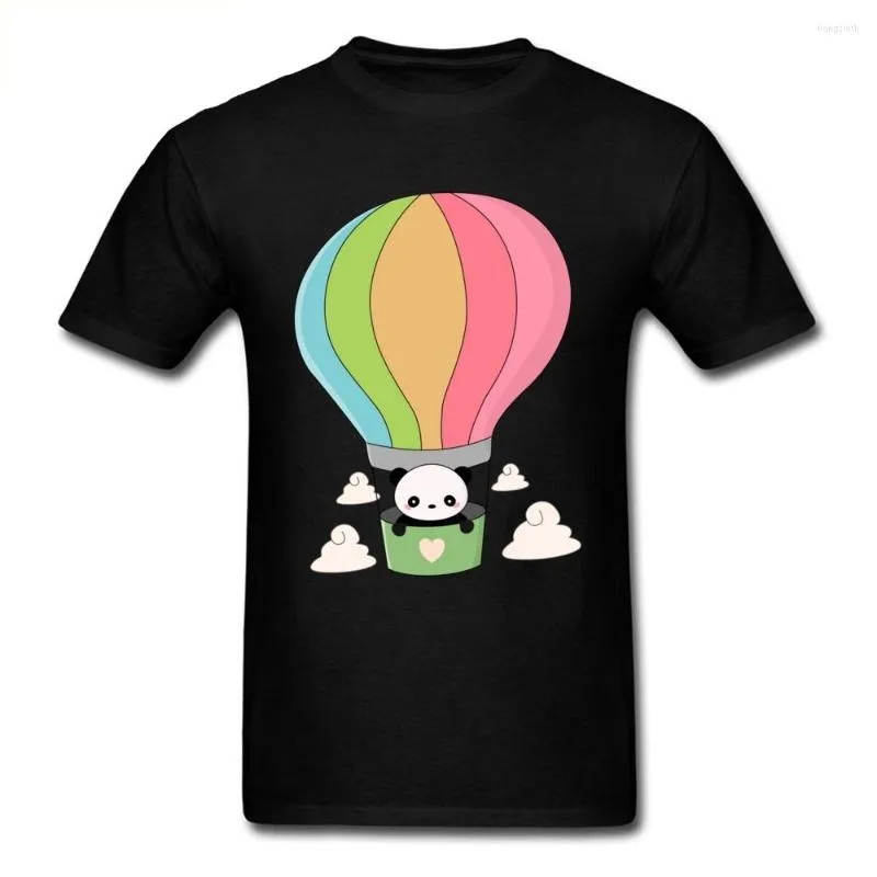 T-shirt da uomo T-shirt da uomo carina T-shirt con stampa panda in mongolfiera T-shirt normale T-shirt corta estiva in cotone con scollo a O T-shirt felpe di design