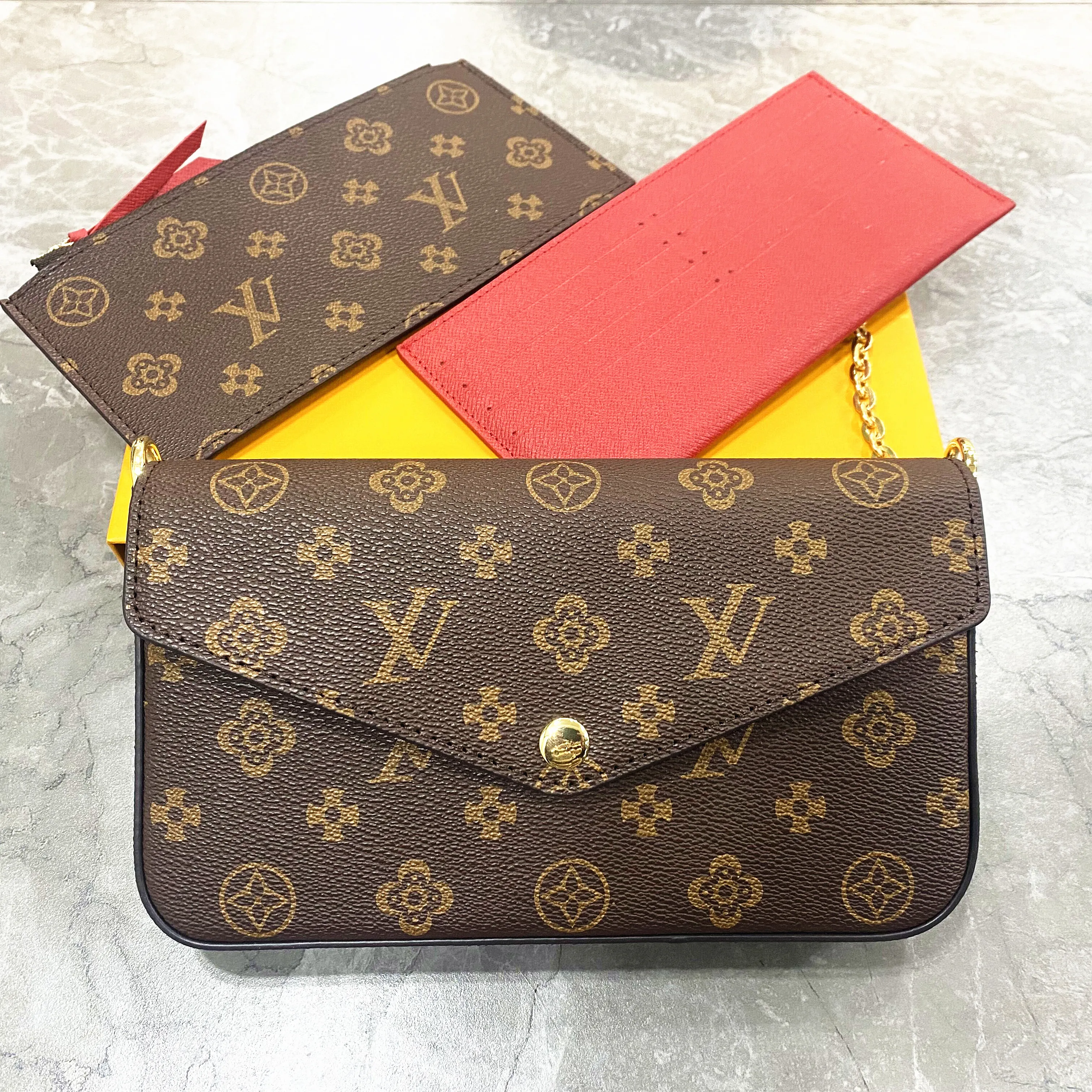 Chain Strap Shoulder Bags Set Women Soft Polyester Crossbody Wallets ...