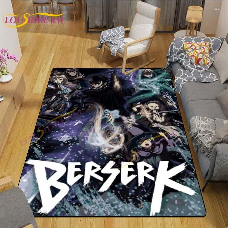 Black Berserk Retro Anime Rug - Dark Swordsman Floor Mat for