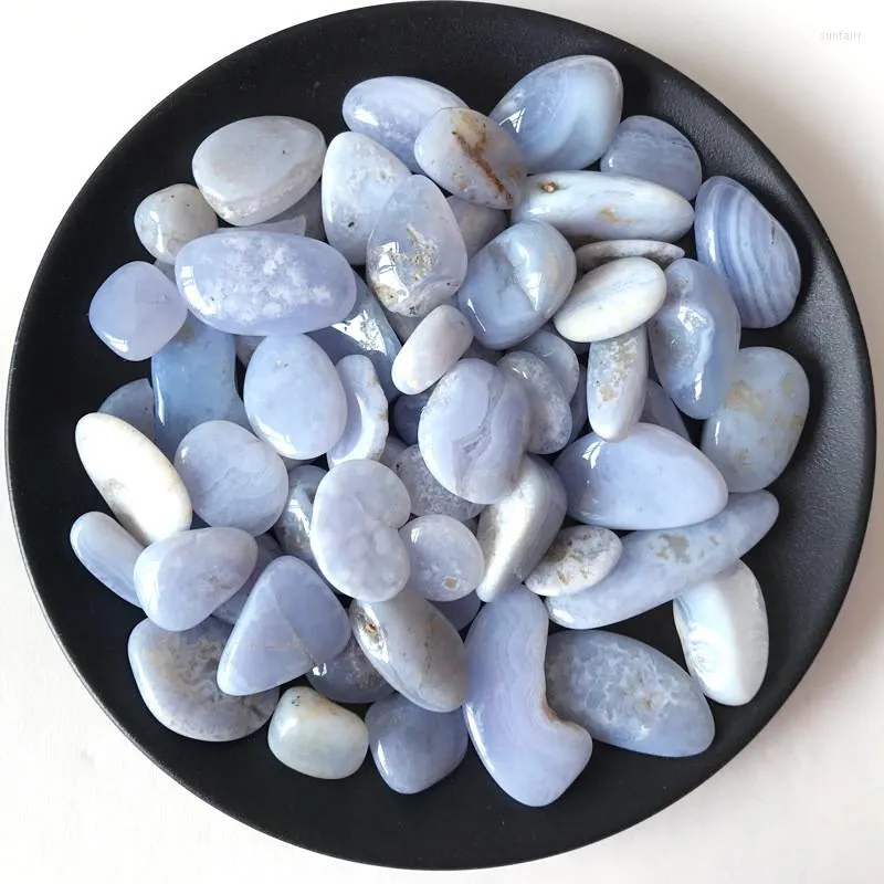 Decorative Figurines 100g Natural Agate Stone Polished Blue Lace Tumbled Stones For Home Decor Mineral Crystals Meditation Wicca Healing