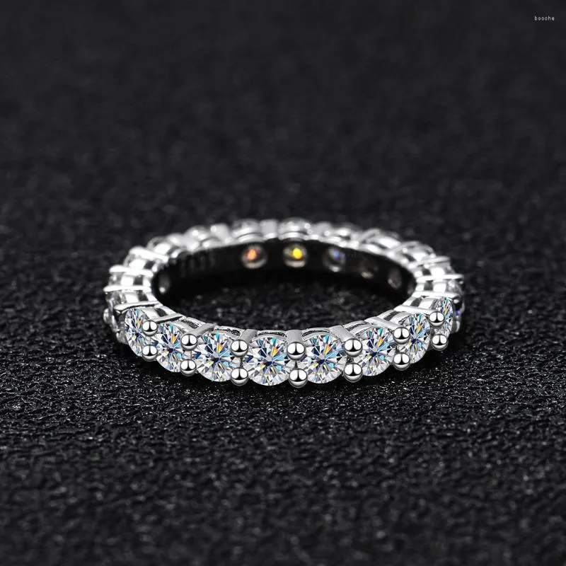 Anelli a grappolo COSYA 5MM Moissanite Row per le donne Argento sterling 925 Diamante pieno Eternity Nuziale Fidanzamento di nozze Gioielleria raffinata