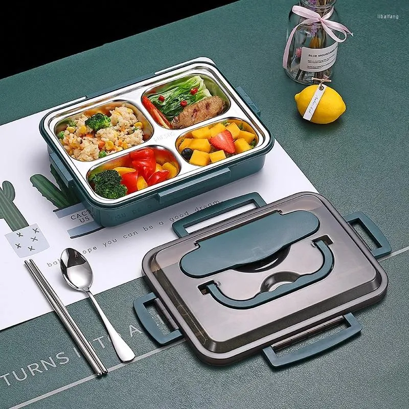 Conjuntos de utensílios de jantar caixa de aço inoxidável Bento Caixa japonês Almoço para crianças com compartimentos Contêiner de armazenamento de cozinha de mesa de mesa