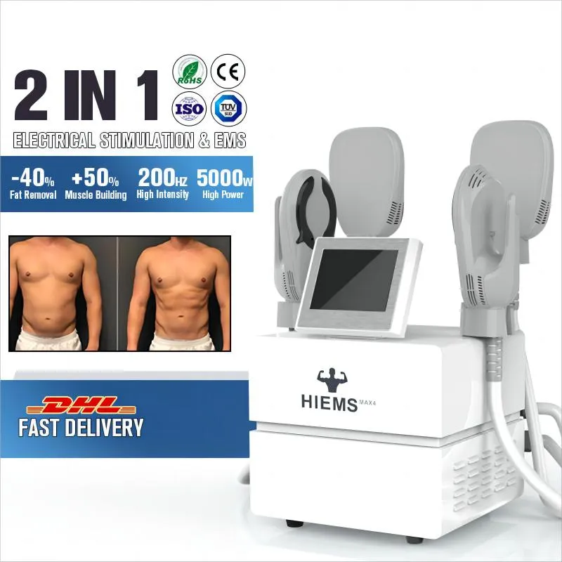 Emslim Neo HIEMT 2 poignées EMS Sculpting Muscle Stimulator Machine amincissante 7 Teslas Burn Fat Body Shaping massage Équipements de radiofréquence Fat Burning for salon