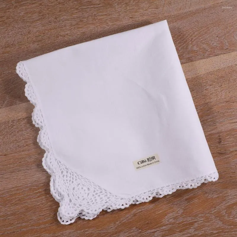 Table Napkin N042 White Cotton 12 Pieces 17"x17" 20"x20" Hand Crochet Lace Dinner Napkins