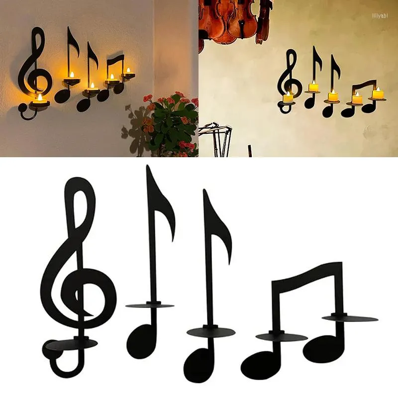 Candle Holders Music Note Candlestick Creative Holder Wall Hanging Decor Home Decoration Wedding Dinner Ornaments Office Crafts Gifts