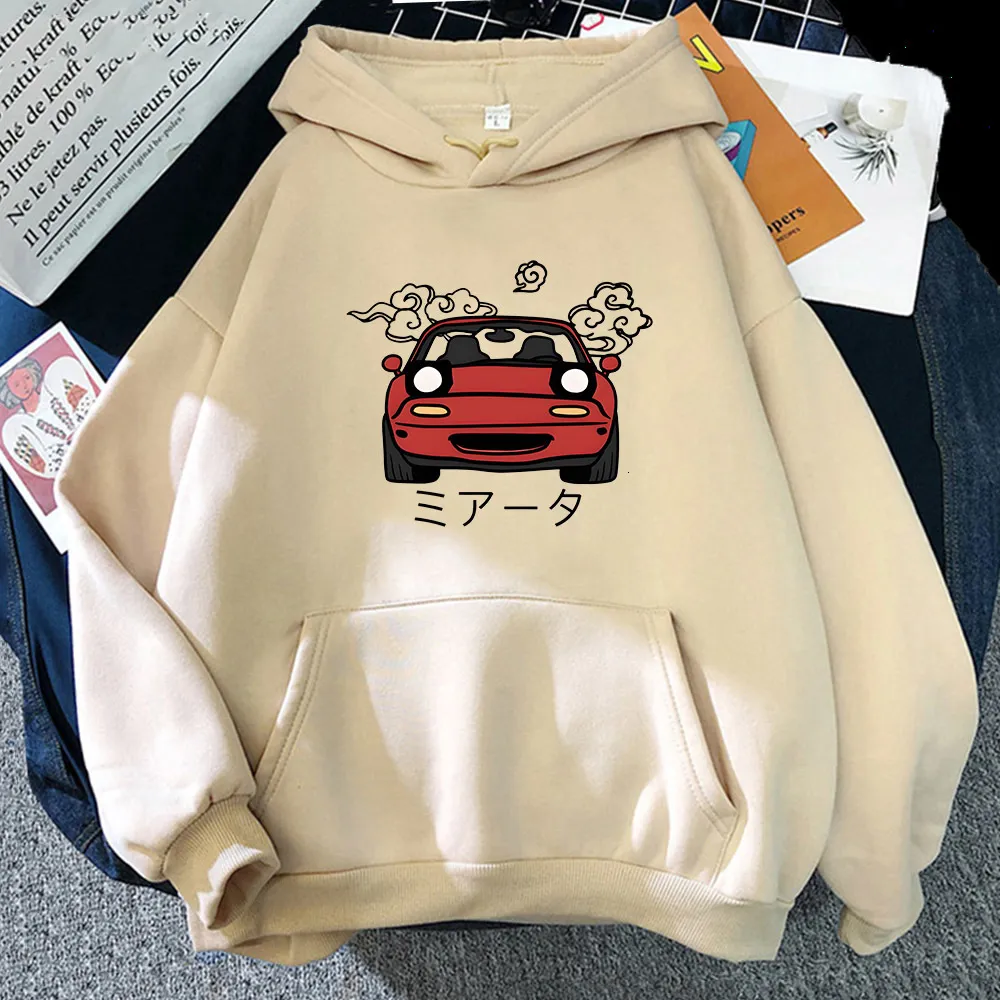 Mens Hoodies Sweatshirts Anime Initial D Hoodie JDM Japanese Automotive Miata MX5 Printed Hoody Women Crewneck Sweatshirts Men Long Sleeve Pullover Tops 230114