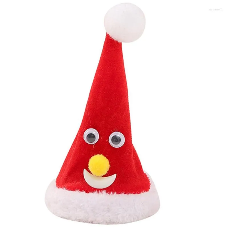 Décorations de Noël 6 pouces chantant chapeau électrique chapeaux de père Noël enfants adultes balançoire arbre ornements casquette pour accessoires de fête rouge