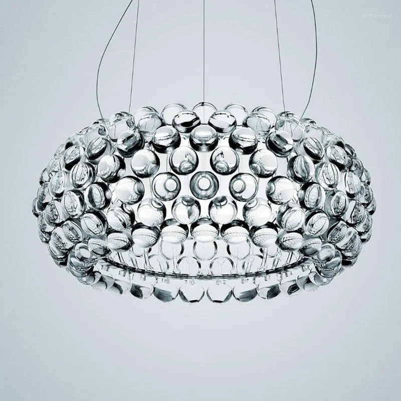 샹들리에 크리스탈 현대 거실 아크릴 RS7 전구 펜던트 조명 광택 식당 Foscarini Caboche DIA35/50/65cm Clear Gold Lamp