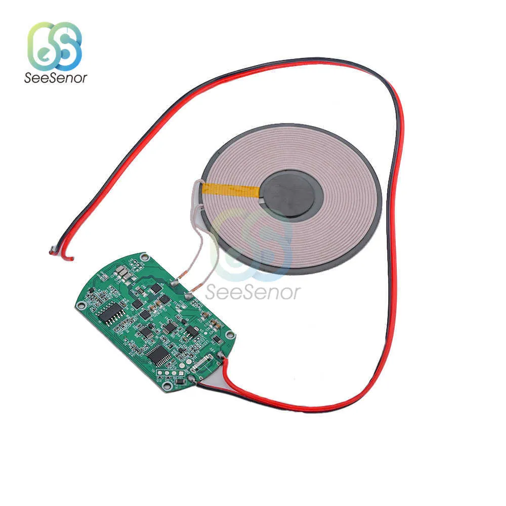 10W/7.5W/5W 5V QI Trådlös snabb laddningsladdning Sändarmodulkretskort med spole för mobiltelefoner 25 mm avstånd