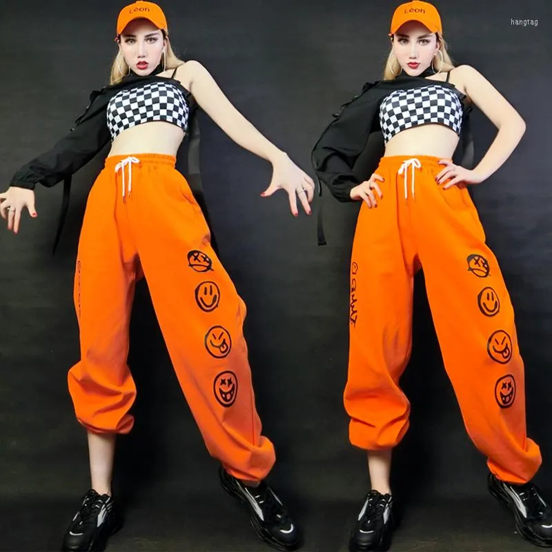 Jazz Dance Hip Hop Costume For Adults Single Sleeved Loose Cropped Trousers  Women Outfit For Stage Performances SL4544 From Hangtag, $21.28