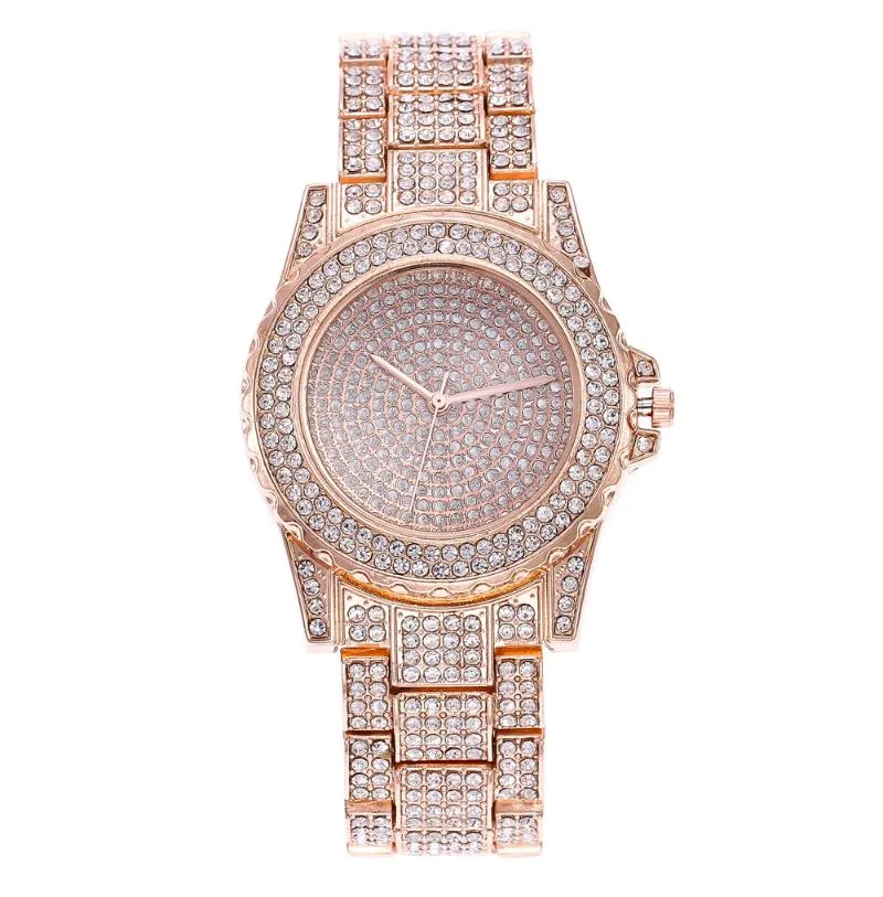 Armbanduhr dreifarbige Quartz Watch Fashion Casual Steel Band Spot Direktvertrieb Gypsophila Ladies Diamond